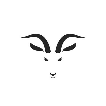 Goat. Logo. Isolated head on white background