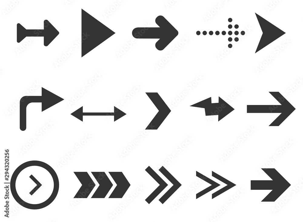 Poster web arrows sign set isolated on white background. collection for web design, interface and more. vec