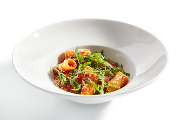 Tasty rigatoni with bolognese sauce