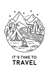 Camping in a forest.