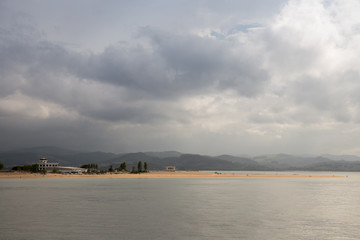 natural landscape of sea rocks and sand