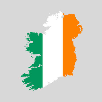 Vector illustration of Ireland flag map. Vector map.