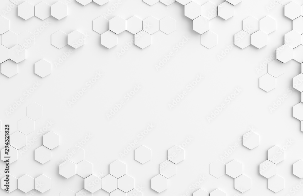 Poster white hexagone background pattern 3d rendering