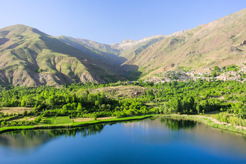 Nature landscape with hills and mountains in Alamut valley,Iran