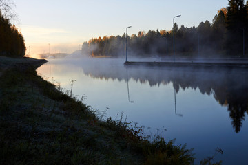 autumn morning at Saimaa canal, Lappeenranta Finland