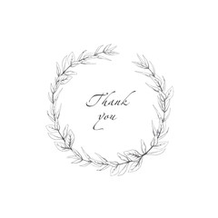 Hand drawn wreath with olive branch