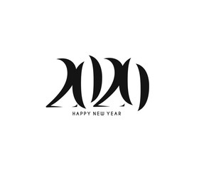 Obraz premium Happy New Year 2020 Text Typography Design Patter, Vector illustration.