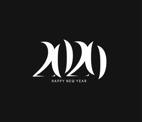 Happy New Year 2020 Text Typography Design Patter, Vector illustration.