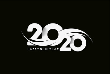 Happy New Year 2020 Text Typography Design Patter, Vector illustration.