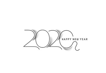 Happy New Year 2020 Text Typography Design Patter, Vector illustration.