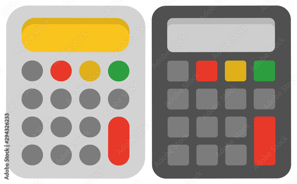 Poster mechanical device for calculating numbers, isolated machinery. calculator icon closeup, technology f
