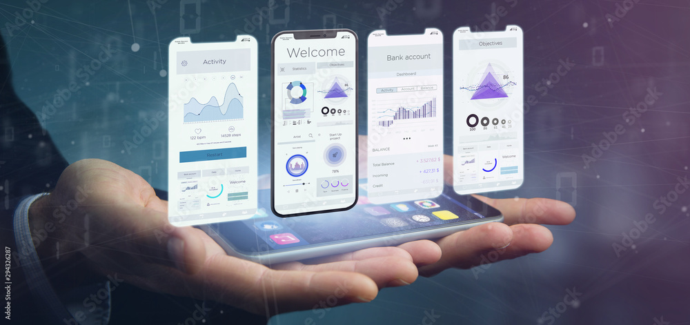 Poster application interface ui on a smartphone - 3d rendering