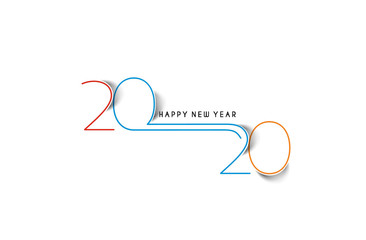 Happy New Year 2020 Text Typography Design Patter, Vector illustration.