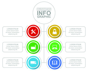 Infographic vector template for presentation, chart, diagram, graph, busines and industrial concept with 6 options