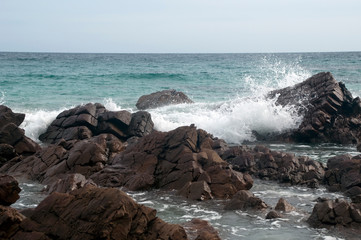 Kangaroo Island Australia, waves breaking over rocks at Stokes Bay