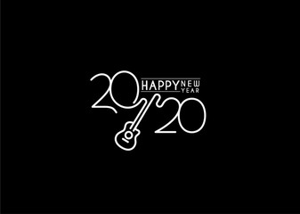 Happy New Year 2020 Text Typography Design Patter, Vector illustration.