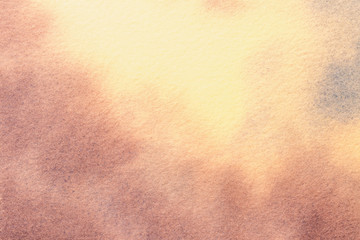 Abstract art background light yellow and coral colors. Watercolor painting on canvas.