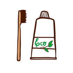 Cute cartoon illustration of eco-friendly bamboo toothbrushes for instagram advertising. Основные RGB