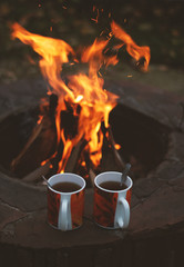 Cups of tea by the fire