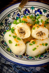 Potato dumplings stuffed with minced meat