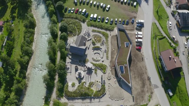 View over the info center of Scharnitz starting into the karwendel