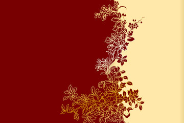 The Chinese Red And Golden Floral Background Template 