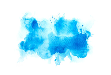 brush blue abstract watercolor background on paper.