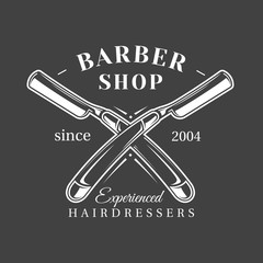 Barbershop label isolated on black background