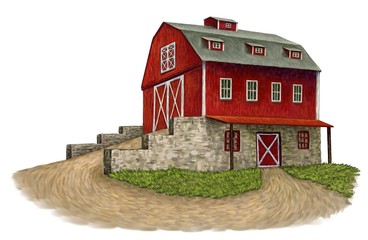Farm house illustration digital painting