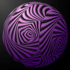 3d ball of purple color with an abstract pattern on a black background, vector illustration, eps 10
