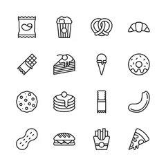 Foto op Plexiglas Snack Or Junk Food Icons Thin Line Set © Bakai