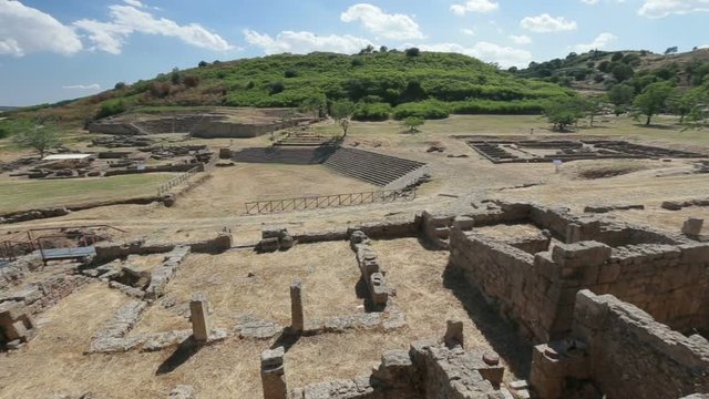 Panoramic view of the Greek archaeological site of Morgantina, in the interior of Sicily in Italy.