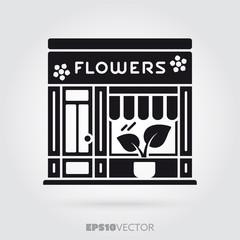 Flower shop vector glyph icon