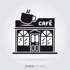 Café restaurant venue vector glyph icon