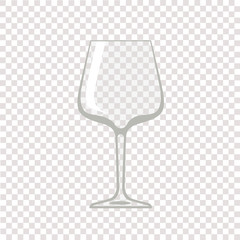 Wine glass. Transparent empty wine glass isolated. Cartoon flat style. Vector illustration
