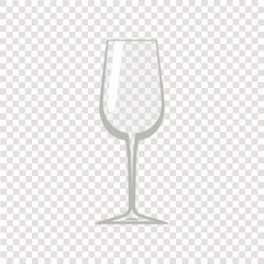 Wine glass. Transparent empty wine glass. Cartoon flat style. Vector illustration