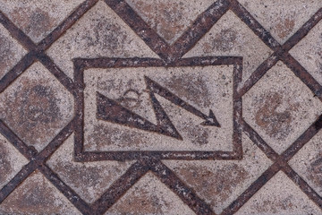 warning sign. attention hazard warning. electricity, high voltage, life threatening. a metal plate...
