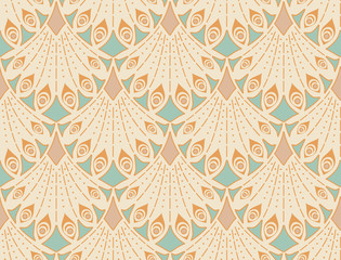 Art nouveau seamless pattern in pastel colors. Vintage elegant background
