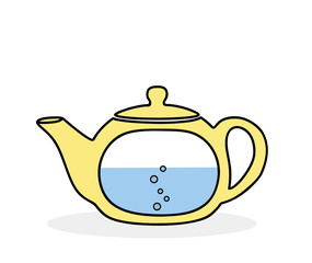 Yellow teapot isolated on a white background. Tea pot vector icon illustration vector. Afternoon tea party - drink hot tea.