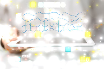 Economic graph with diagrams on the stock market, for business and financial concept