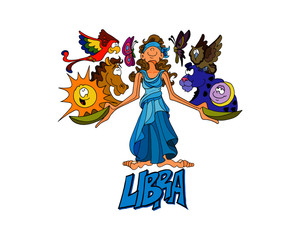 Zodiac Libra sign cartoon illustration
