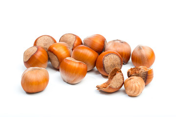 Hazelnuts isolated on white background - Image