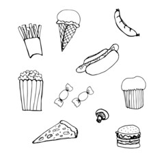 Hand drawn doodle fast food vector illustration