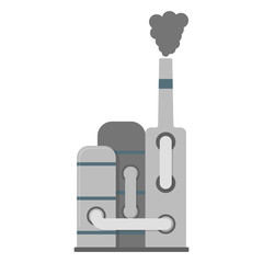 Factory Icon. Factory CO2, Pollution Symbol, Icon and Badge. Cartoon Vector illustration