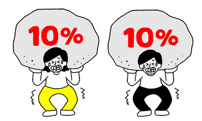 増税に苦しむ男女(シンプル）