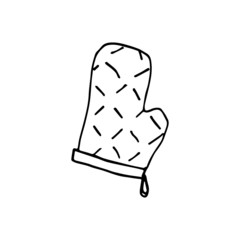 Hand drawn oven glove drawing vector