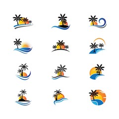 Fototapeta na wymiar Palm tree summer vector icon