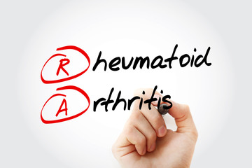 Fototapeta premium RA - Rheumatoid Arthritis acronym with marker, concept background