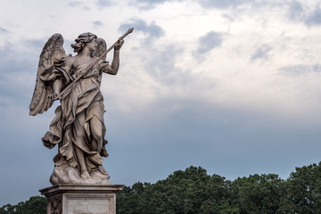 Bernini's marble statue of angel from the Sant'Angelo Bridge in Rome, Italy