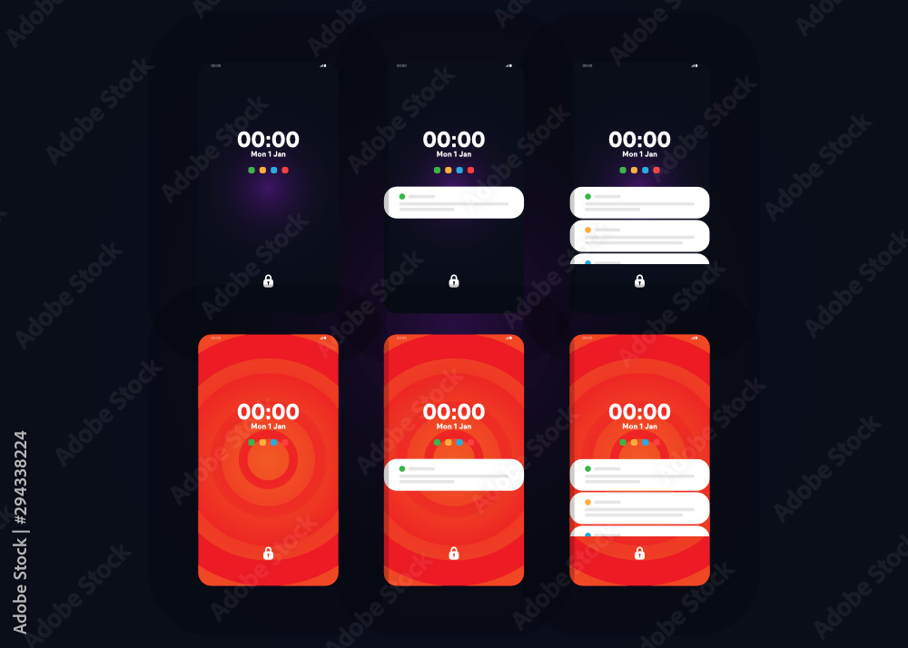 Wall mural notification alerts on smartphone home screen phone user interface user experience ui template vecto